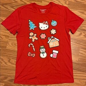Hello Kitty Sanrio womens Small Gingerbread Short Sleeve T-Shirt Red